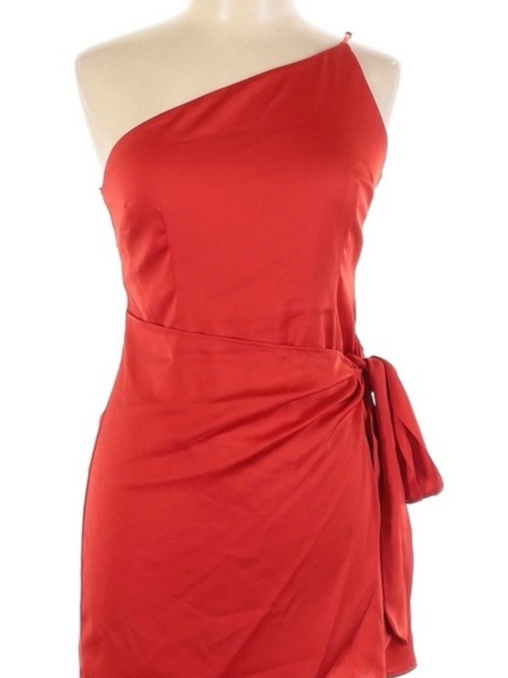 GIANNI BINI One-Shoulder Red Dress with Side Tie